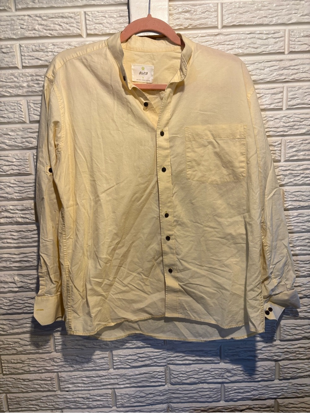 100% Cotton Butter Yellow Button Up